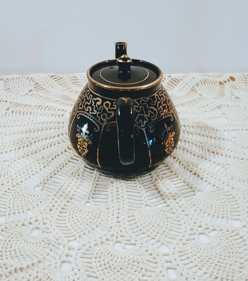 Vintage Gibsons England Dark Brown Teapot with Gold Etsy