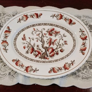 Myott Indian Tree Brown Oval Serving Platter; Vintage Myott, Staffordshire England, Indian Tree Pattern, Vintage Serving Platter, Oval