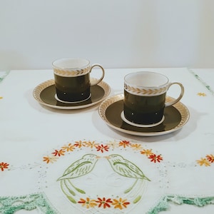 Elegant Wedgwood Susie Cooper Designed Cup and Saucer Sets - Set of Two Sets; Vintage Wedgwood Bone China, Susie Cooper, Four Piece Set