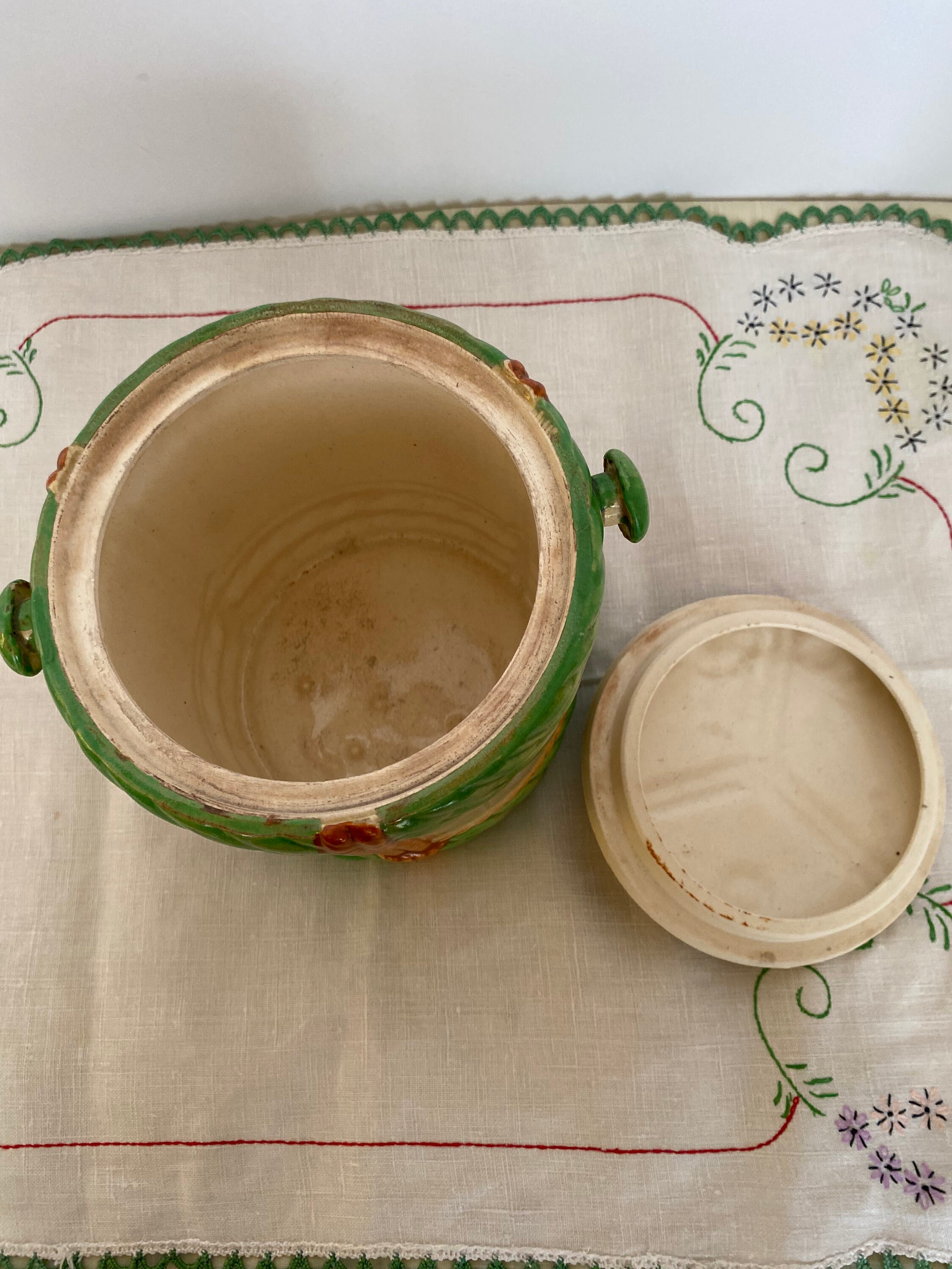 Round Biscuit Barrel Cookie Jar, Made in Japan, 1920's to 1940s