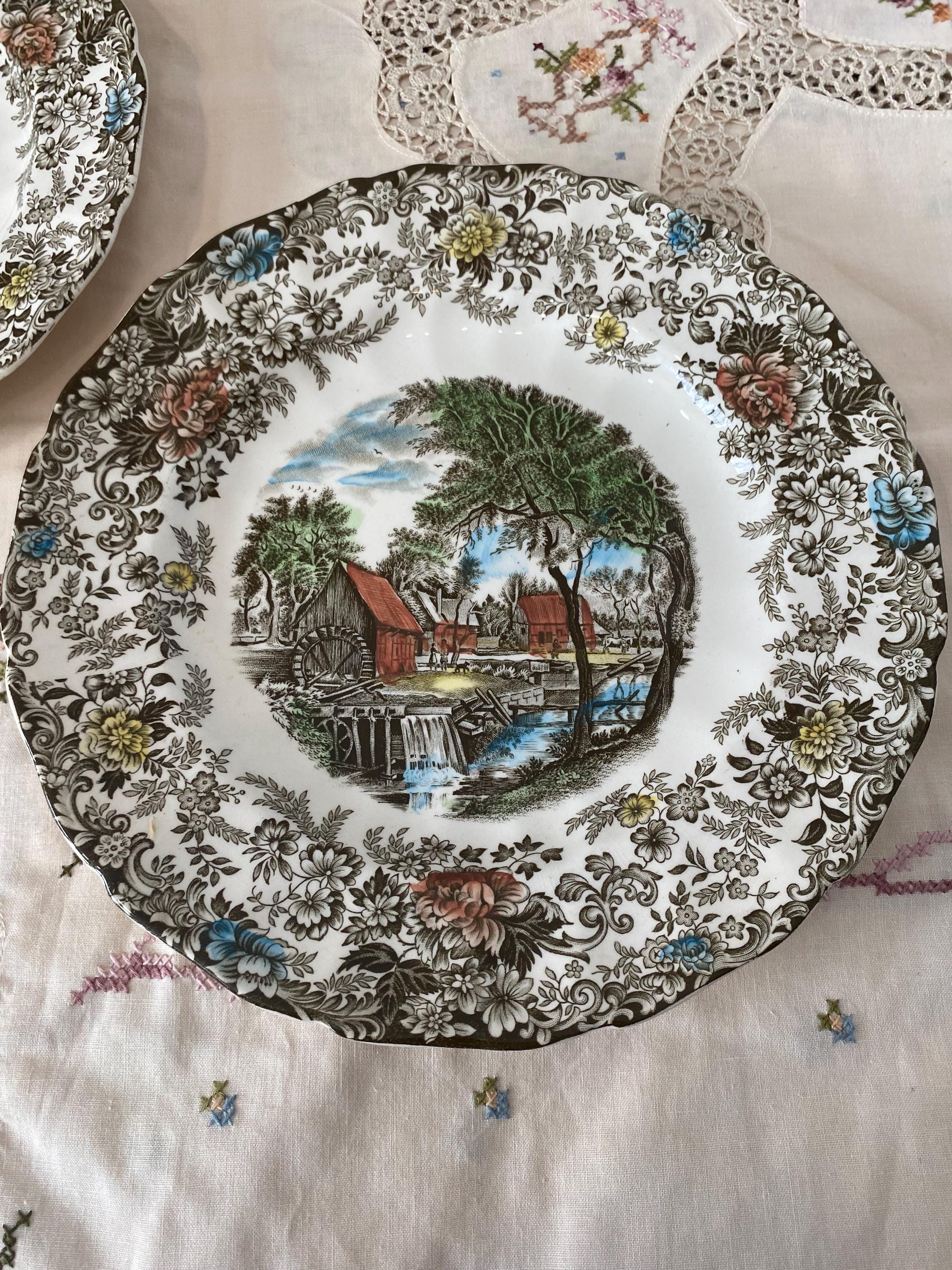 JOHNSON BROTHERS 皿 大型セット ヴィンテージ Johnson Brothers England Millstream Pattern Brown Multicolor