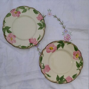 Vintage Franciscan Hand Desert Rose Plate, Hand Painted Plate, Desert Rose 6 1/4&quot; Round Plate - Set of 2