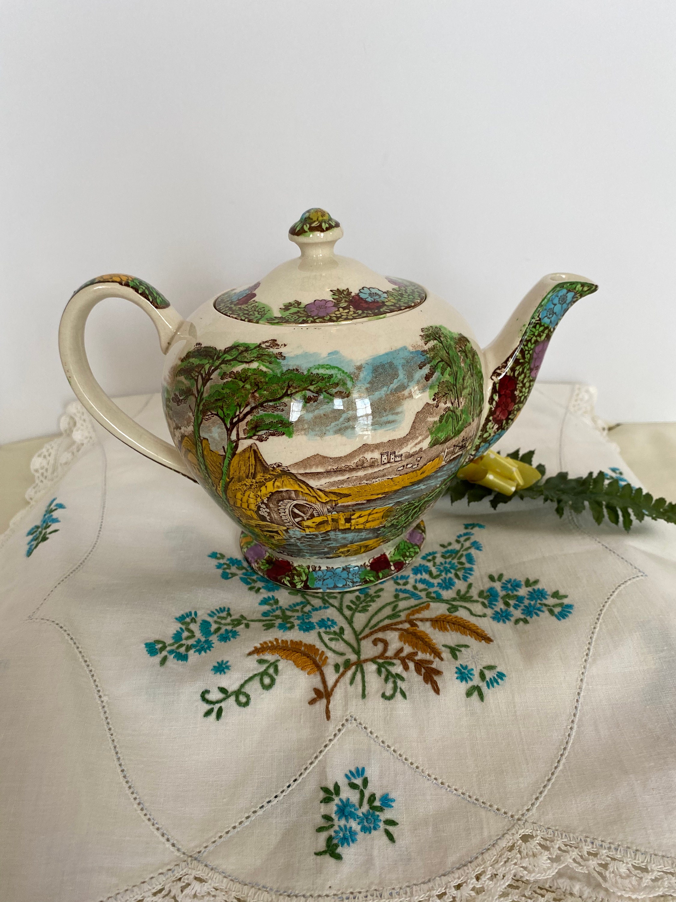 Sadler the Old Mill Teapot Full Size Vintage English Teapot Etsy