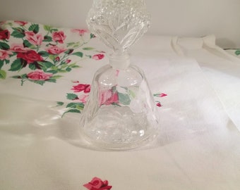 Vintage Glass Perfume Bottle with Crackle Glass Base and Blooming Flower Stopper; Vintage Perfume Bottle, Crackle Glass, Bouquet Stopper