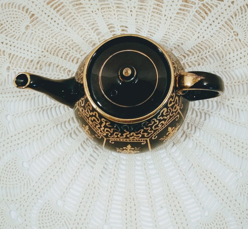 Vintage Gibsons England Dark Brown Teapot with Gold Etsy