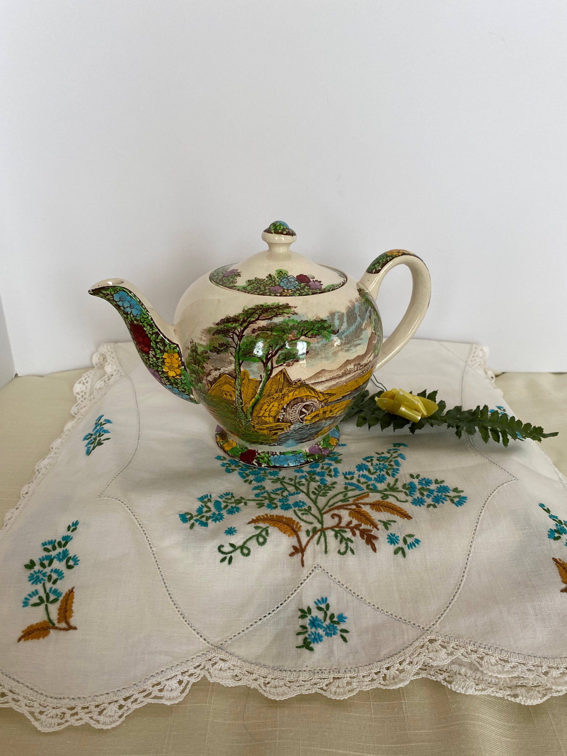 Sadler the Old Mill Teapot Full Size Vintage English Teapot Etsy