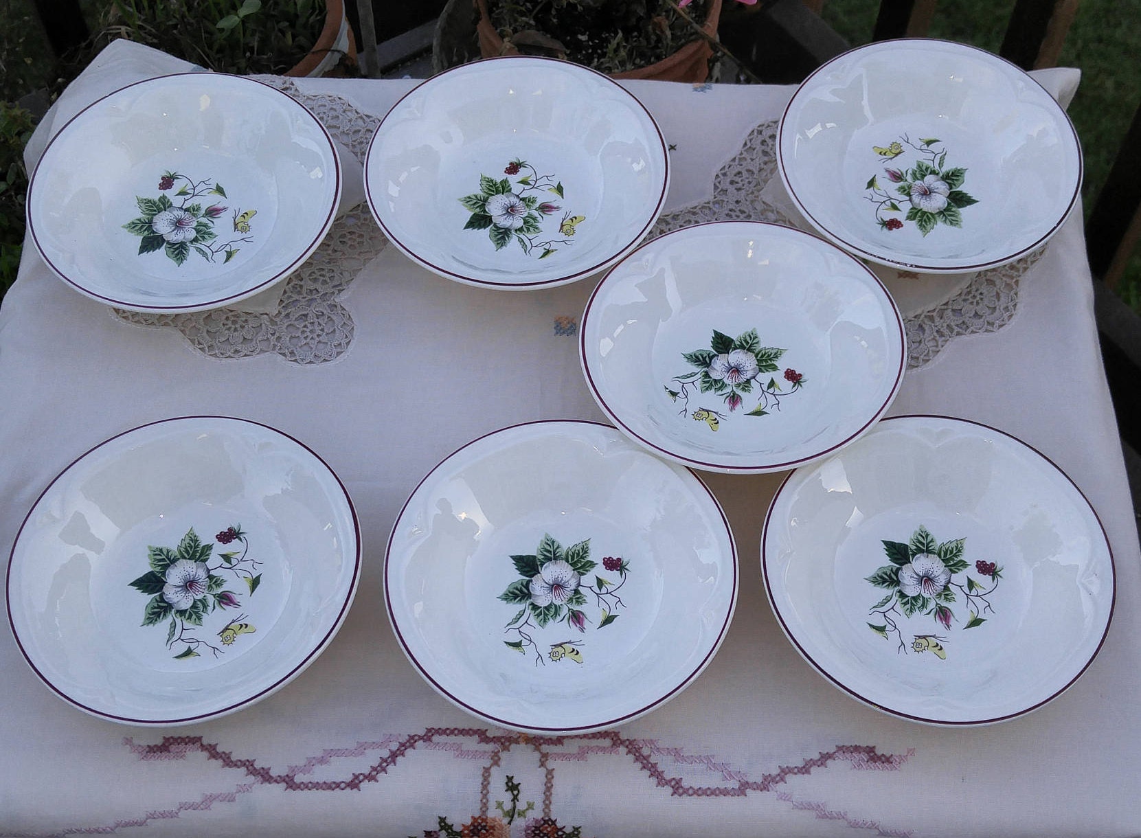 Edwin Knowles China Regency Pattern Berry Bowls Dessert Bowls Custard ...