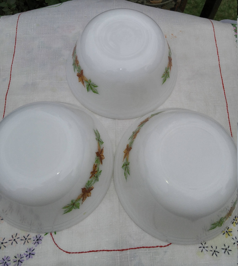 Vintage Mixing Bowls Federal Glass Salem Maple Leaf Medium Mixing Bowls 3 Available; Vintage Federal Glass Salem Maple Leaf Pattern