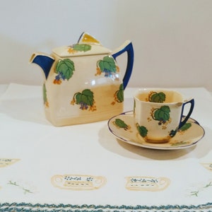 Antique Royal Doulton Sylvia Pattern Teapot and Cup and Saucer Set - 3 Piece Tea Set; Vintage Royal Doulton, Sylvia Pattern, Tea Set