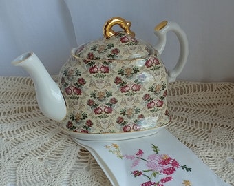 Fabelhafte seltene königliche Patrizier Rose Chintz Teekanne, voller Größe ' Jahrgang königlichen Patrizier, Rose Chintz Gold Trim Teekanne, voller Größe, seltene Teekanne