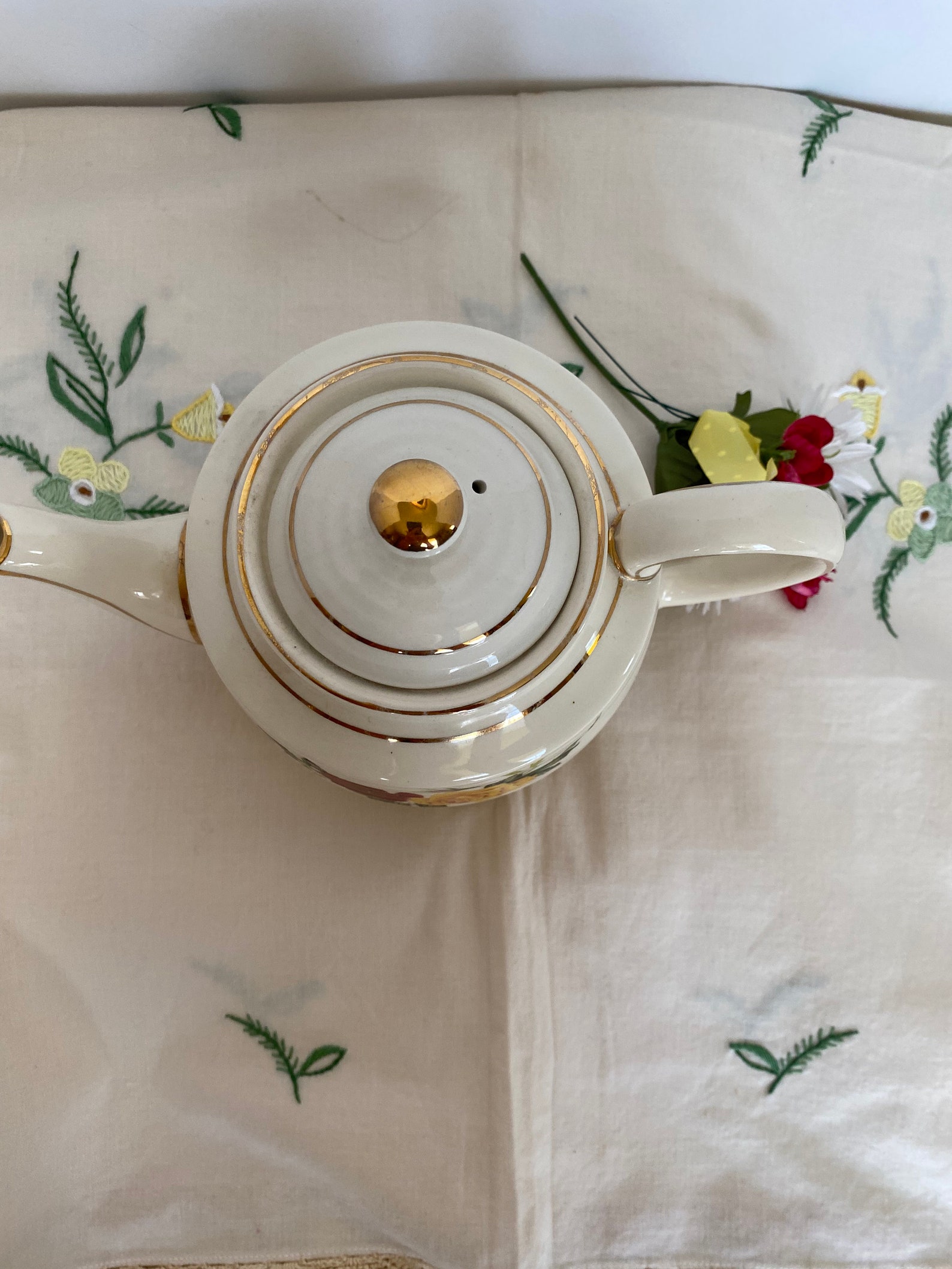 Sadler Red and Yellow Roses Teapot Full Size Vintage Sadler Etsy