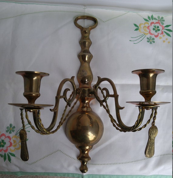 Victorian Brass Rope Wall Sconce Candle Holder