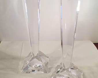 Mikasa Heavy Lead Crystal Candle Holders - Set of 2 Matching; Vintage Mikasa, Vintage Candle Holders, Crystal Candle Holders, Set of Two