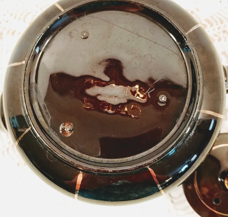 Vintage Gibsons England Dark Brown Teapot with Gold Etsy