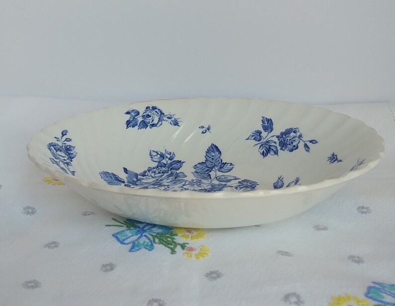 Johnson Brothers Devon Sprays Blue Transferware Serving Bowl; Vintage Johnson Bros Vintage Serving Bowl Devon Sprays Pattern Vintage Bowl