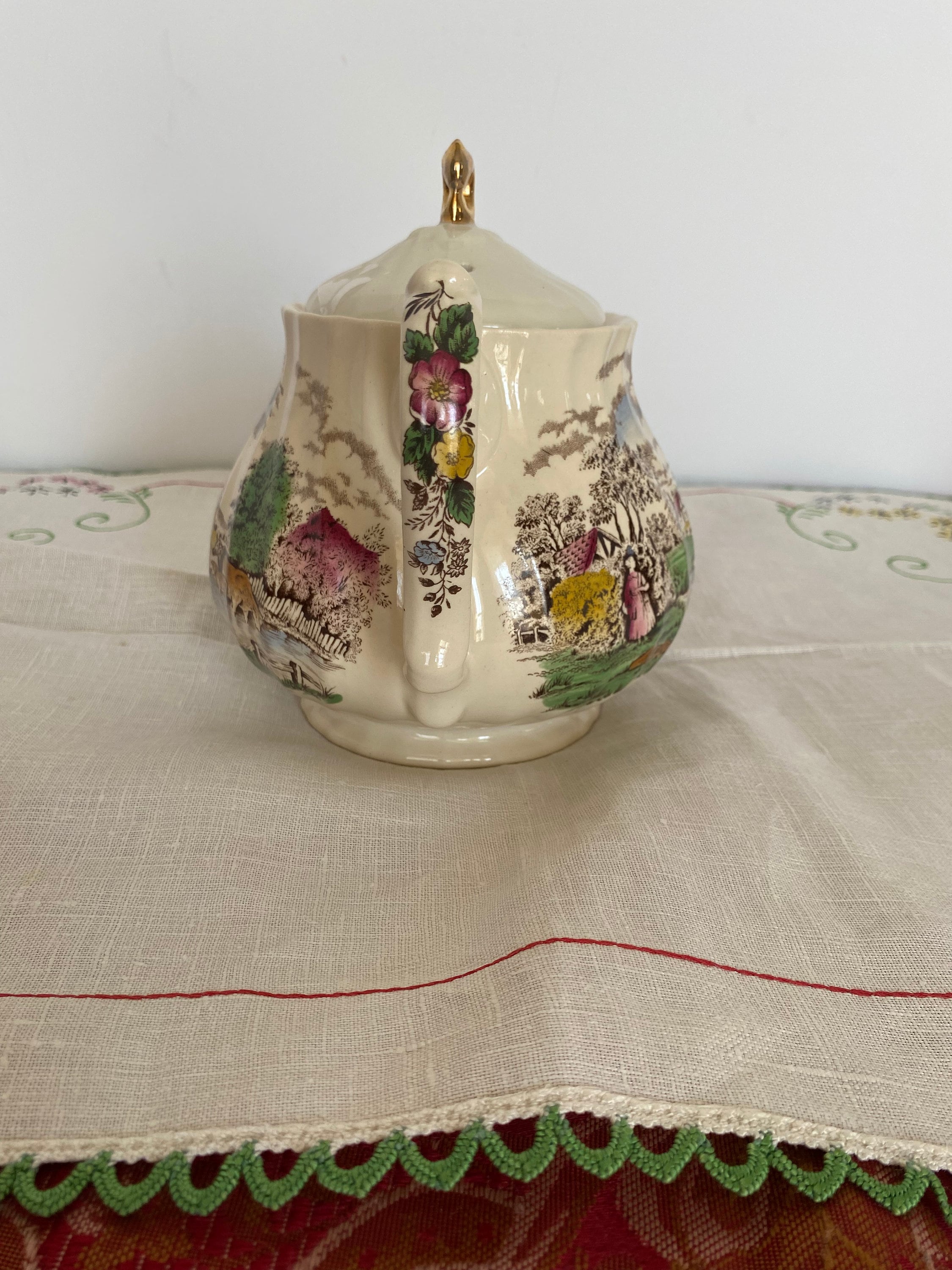 Sadler Country Life Pattern Teapot Full Size Vintage Teapot Etsy
