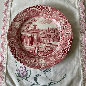 Antique WR Midwinter, England, Red Transferware Plate, Titled Landscape; Antique Plate, Antique Transferware, WR Midwinter, English Plate