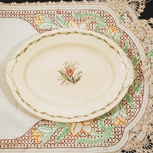 New Hall Pottery Romney Pattern Serving Platter; Vintage New Hall Pottery, Staffordshire, Romney Pattern, Oval Serving Platter with Handles