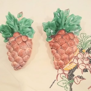 Vintage Grapes Wall Pockets - Set of Two; Vintage Wall Pockets, Wall Planters, Wall Vases, Figural Planters, Wall Planters, Wall Vases, Set