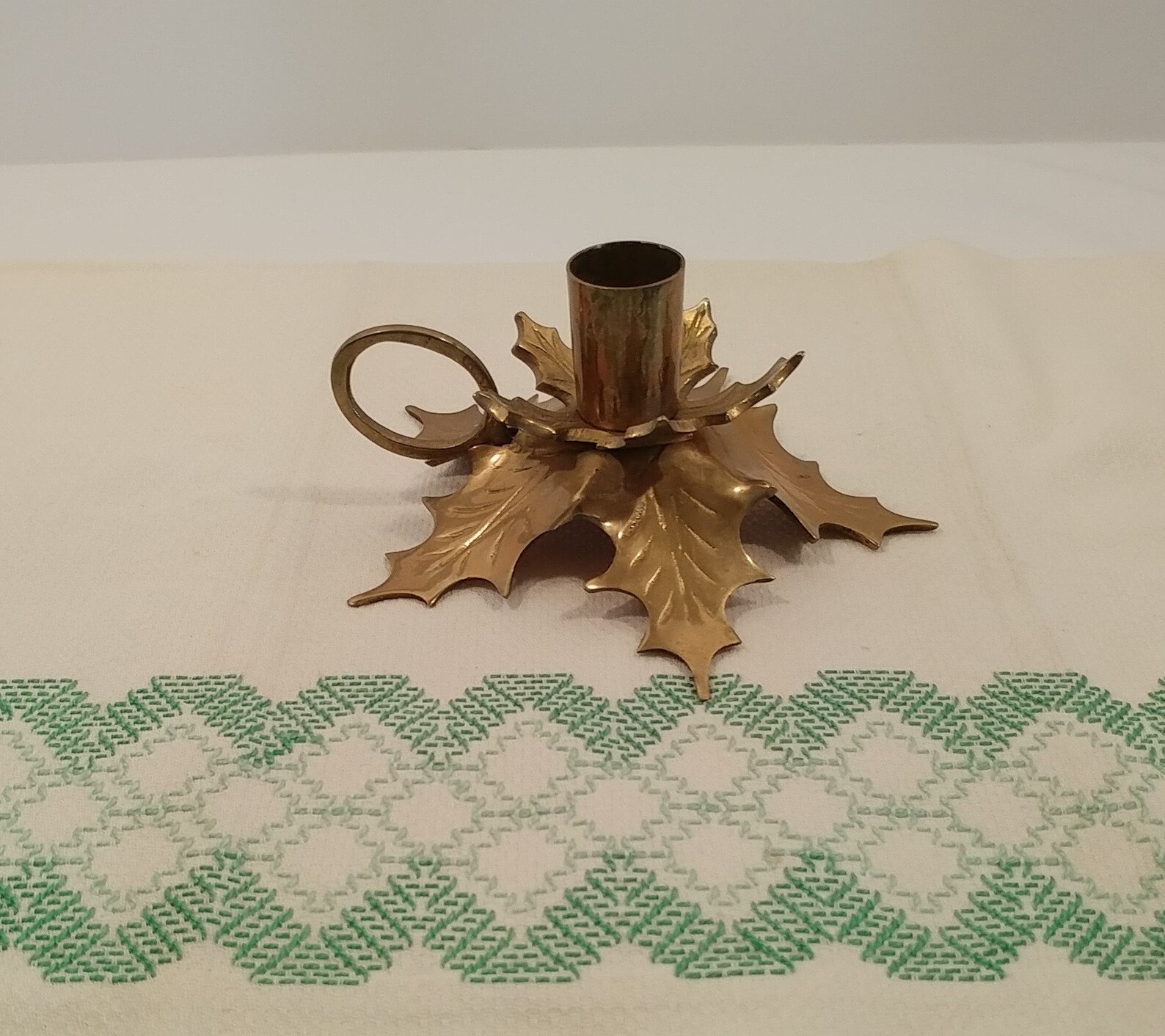 Vintage Brass Holly Leaves Candle Holder Vintage Brass Brass Etsy
