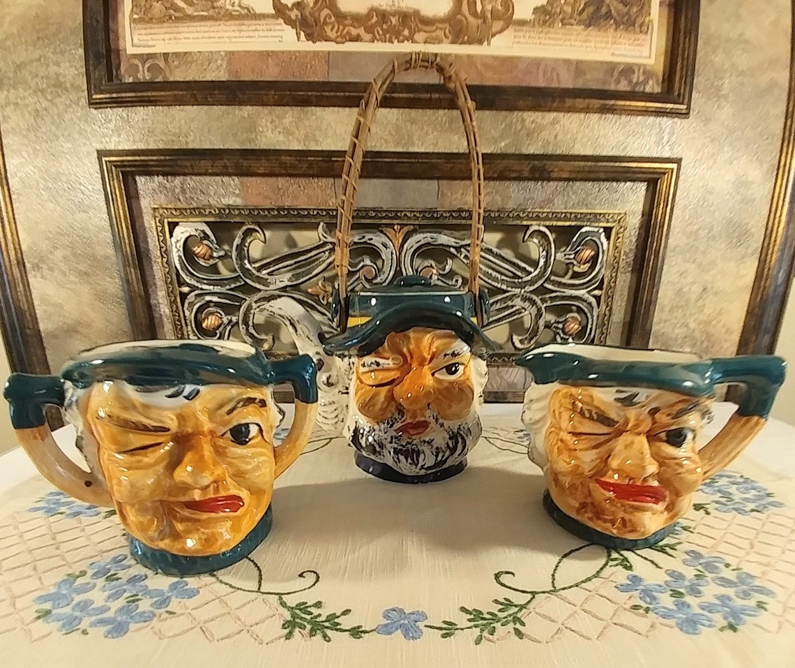 Vintage Grumpy Old Men Toby Tea Set - Complete Matching 3 Piece Tea Set ...