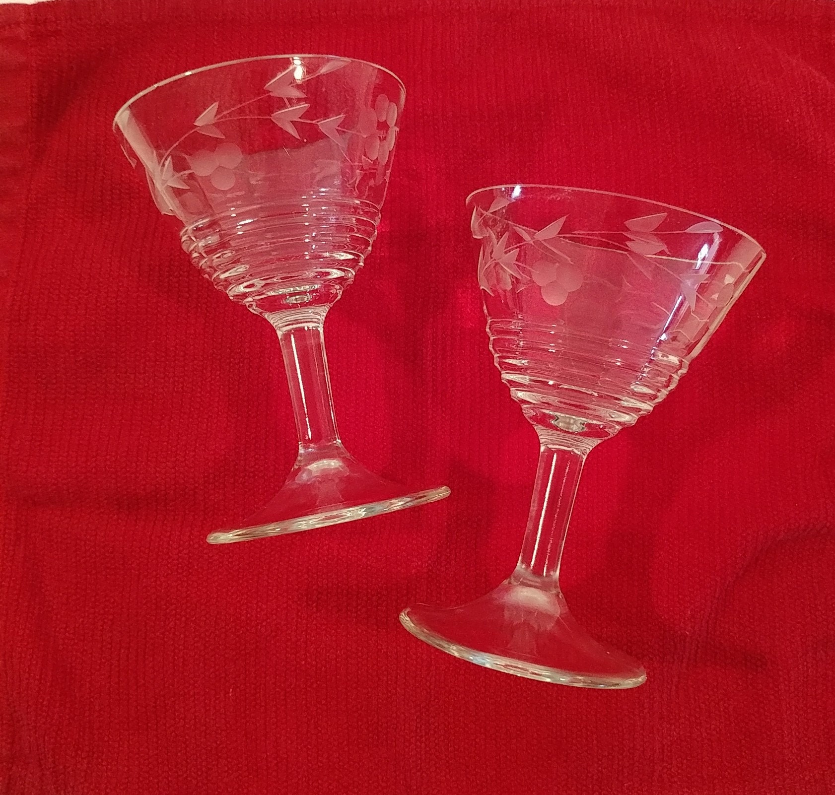 Mid Century Libby Rock Sharpe Halifax Pattern Stemware Set | Etsy