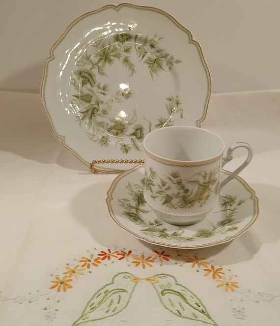 Vintage Haviland Limoges Carette Pattern Trio Set, Cup, Saucer