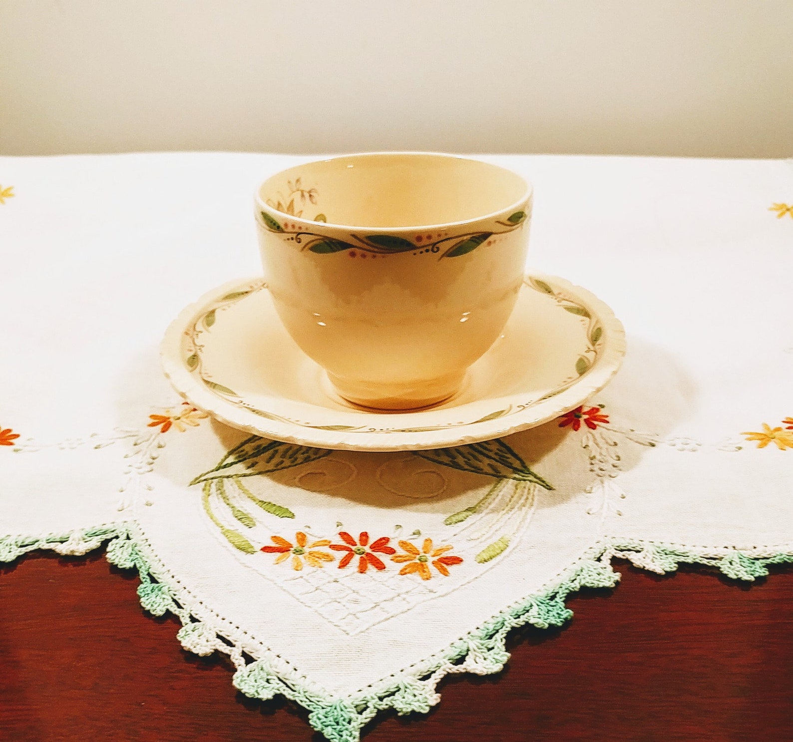 New Hall Pottery Romney Pattern Pedestal Cup and Saucer Set - 9 ...