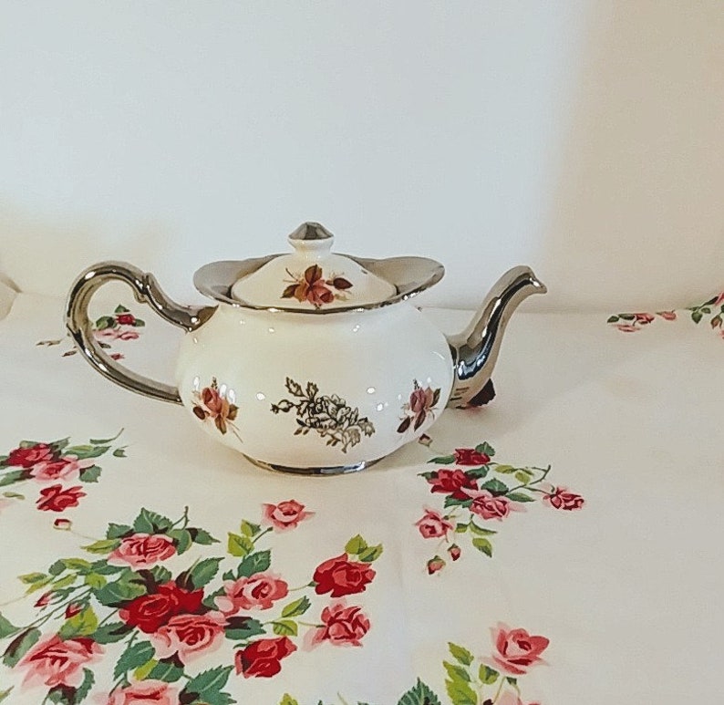 Silver Wedding Anniversary Teapot Vintage Teapot Full Size; Vintage Price Kensington Price Kensington Silver Wedding Anniversary Teapot
