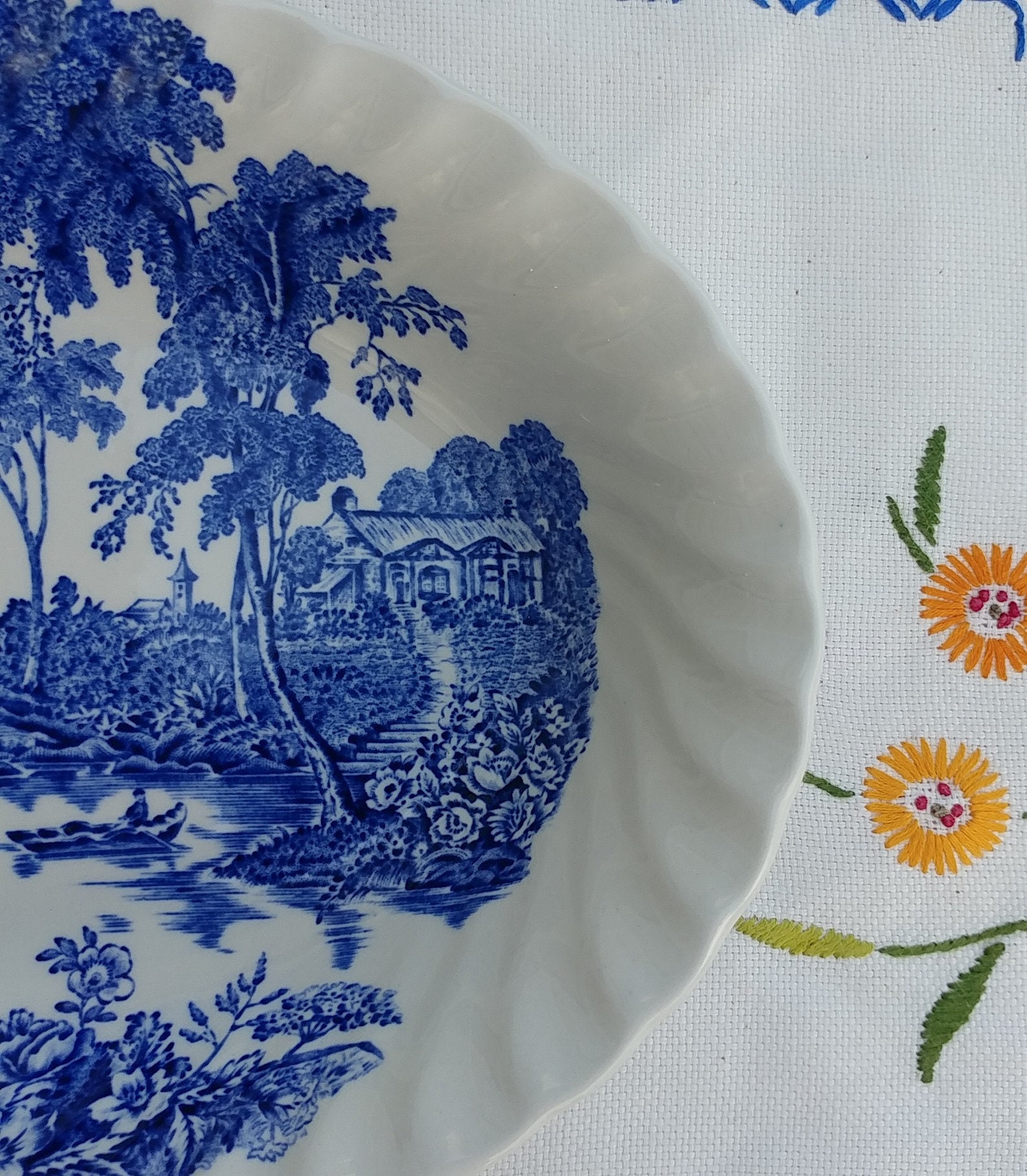 Swinnertons the Ferry Blue and White China Serving Bowl Etsy