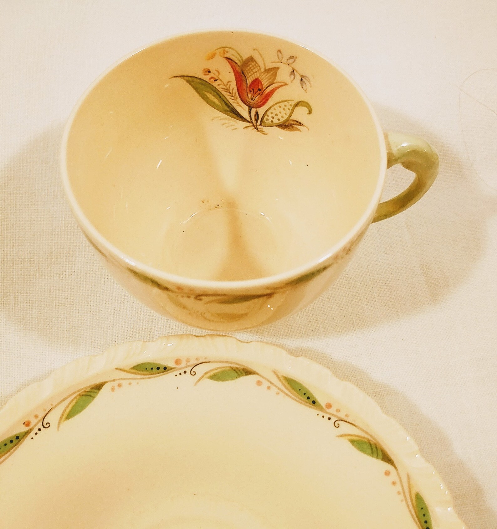 New Hall Pottery Romney Pattern Pedestal Cup and Saucer Set - 9 ...