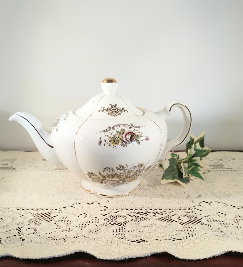 Ellgreave England Fall Floral Pattern Pedestal Teapot With Etsy