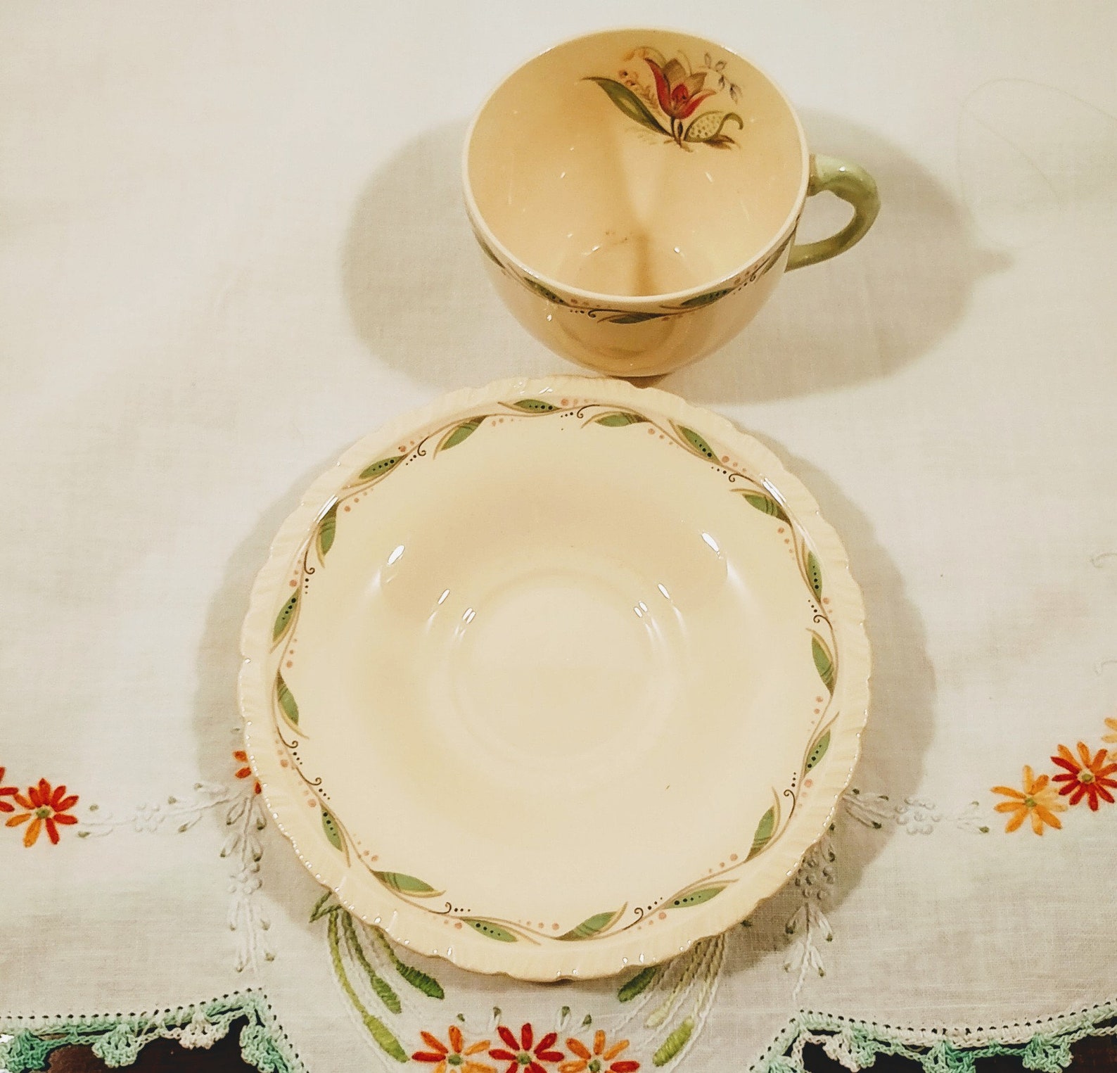 New Hall Pottery Romney Pattern Pedestal Cup and Saucer Set - 9 ...