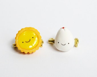 Cute Dim Sum Egg Tart Bao Bun Clay Pin