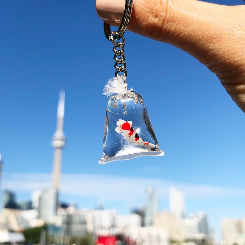 Goldfish Koi Fish in Bag Resin Keychain image 4