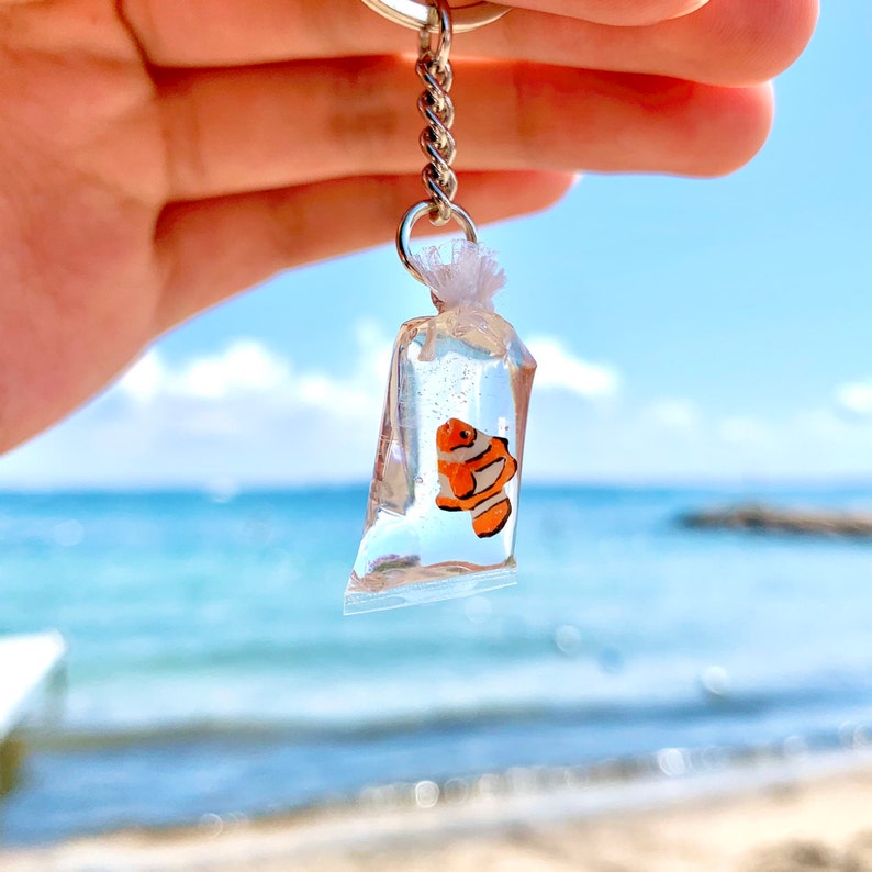 Goldfish Koi Fish in Bag Resin Keychain Etsy