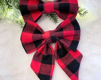 Buffalo Red Christmas Dog Bowtie- Christmas Cat Bow Tie
