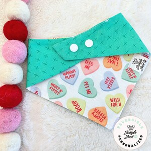 Valentine's dog Bandana Candy Hearts Dog/Cat bandana Love Dog bandana image 1