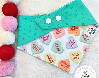 Valentine's dog Bandana| Candy Hearts Dog/Cat bandana | Love Dog bandana