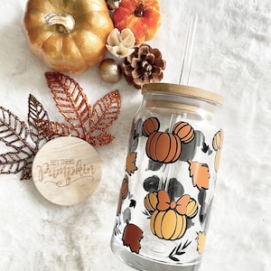 Fall Glass Cup | Mickey Fall Glass Cup | Disney geïnspireerd Halloween Cup I Mickey