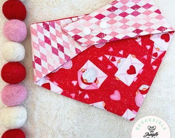 Valentine dog Bandana| Gnomes Dog bandana | Cat Valentine bandana| Reversible Dog bandana | Custom Dog bandana