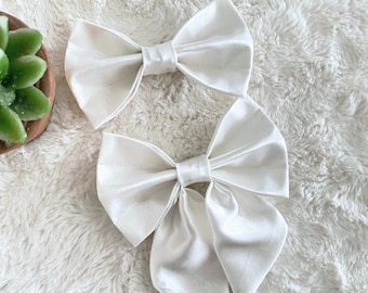 White Silk Dog Bowtie: Pet Wedding Sailor Bow
