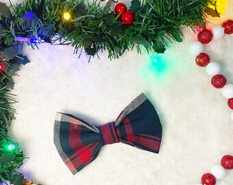 Plaid Christmas- Dog/ cat bow tie- Christmas bow tie- plaid bowtie- buffalo bow tie