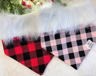 Faux Fur Pet Bandana - Santa-Themed Dog or Cat Bandana - Perfect Christmas Gift for Pet Lovers- Dog Christmas bandana- Cat Christmas bandana