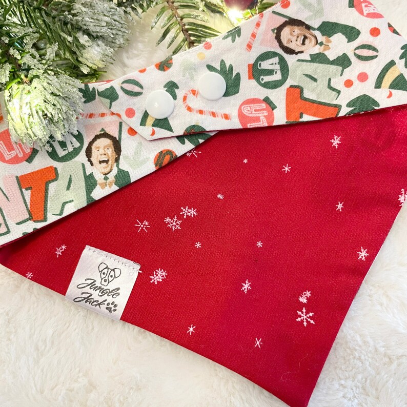 Elf Christmas Dog Bandana Elf-Inspired Bandana Holiday Cat Gifts Christmas Cat Bandana Custom Dog Bandana image 4