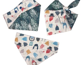 SnowBall- Reversible Dog/Cat bandana!- winter bandana