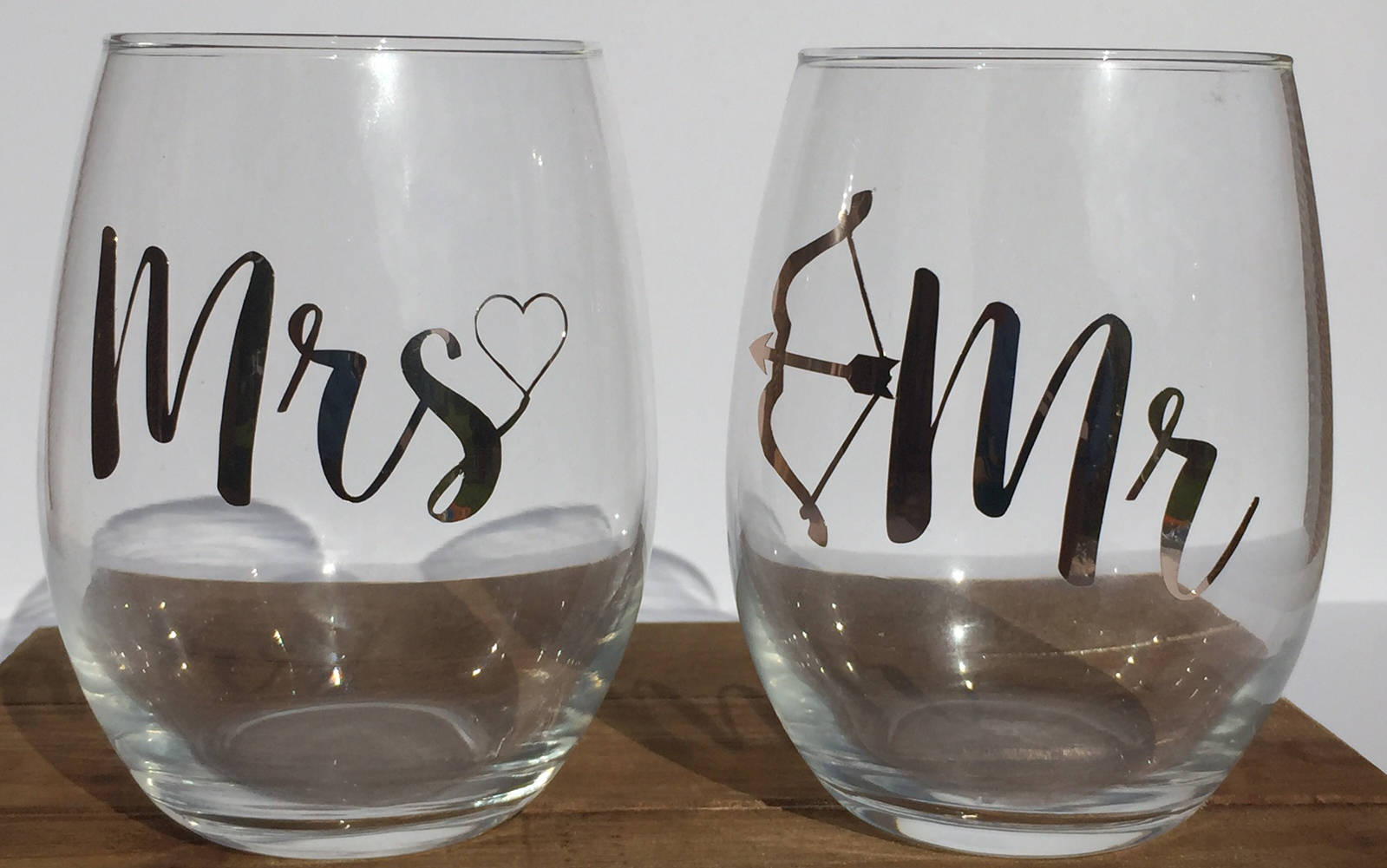 Rose Gold Wedding Wine Glass Couples Wine Glass Mr and Mrs Etsy