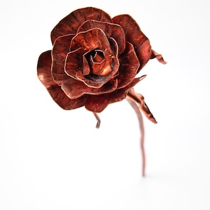 Hand Crafted Custom Copper Rose - Eternal Metal Flower, Anniversary Gift, 7th Anniversary Gift, Rustic Home Decor