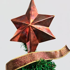 Kupfer Stern Weihnachtsbaumspitze - Rustikale Metall Baumspitze für Feiertagsdekor, Bauernhaus Weihnachtsdekoration, handgemachter Baumstern