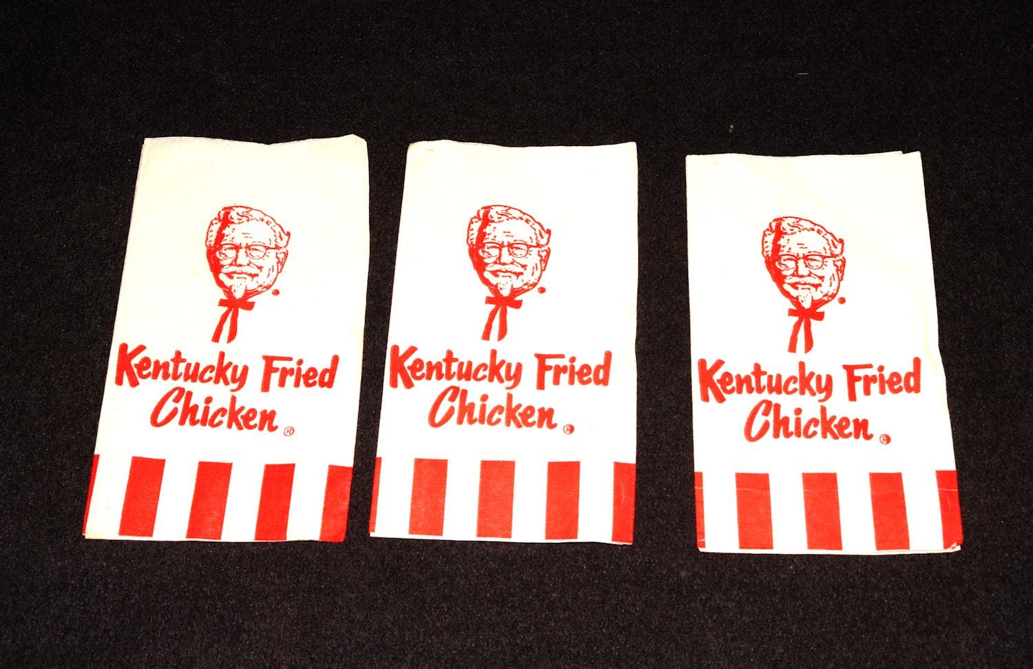 Advertising 1980s KFC Kentucky Fried Chicken Napkins X3 Colonel